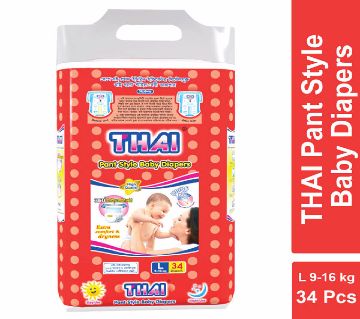 Thai Baby Diapers (Pant Style) Large (9-16 kg) - 34 Pcs