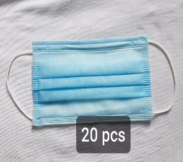 3 Ply Non Surgical Disposable Face Mask 25 GSM Unisex Nose Mouth Protection Cover with Non-woven Fabric for Women & Men (20pcs)
