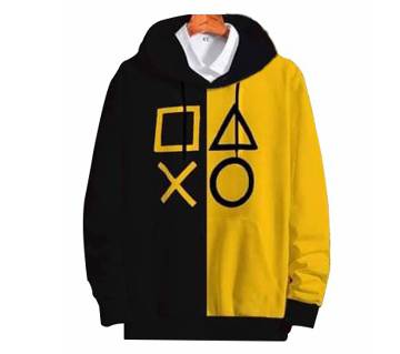 2-part Yellow color Mens Winter Hoodie 