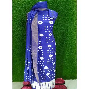 UnStitched Batik Chunri Print Cotton Three Piece - Royal Blue