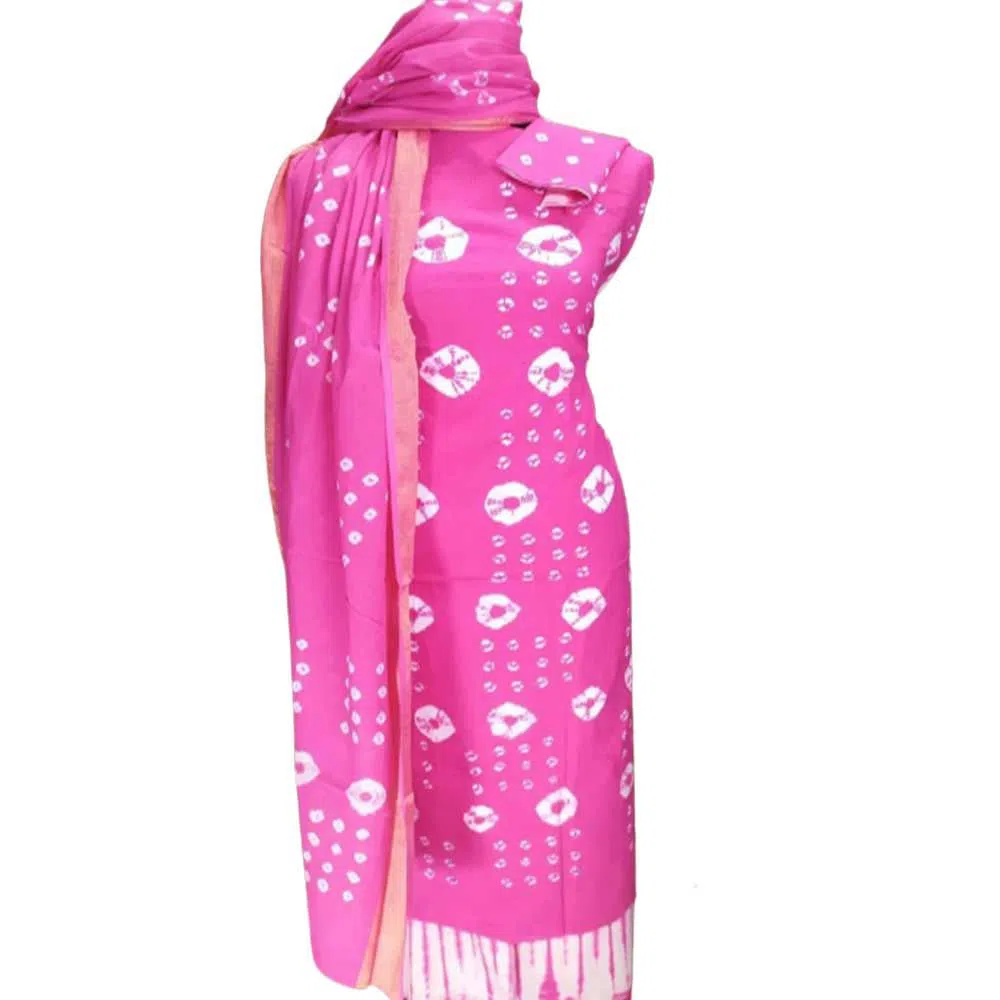 UnStitched Batik Chunri Print Cotton Three Piece - Pink