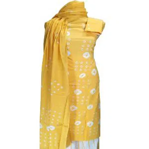 UnStitched Batik Chunri Print Cotton Three Piece - Yellow