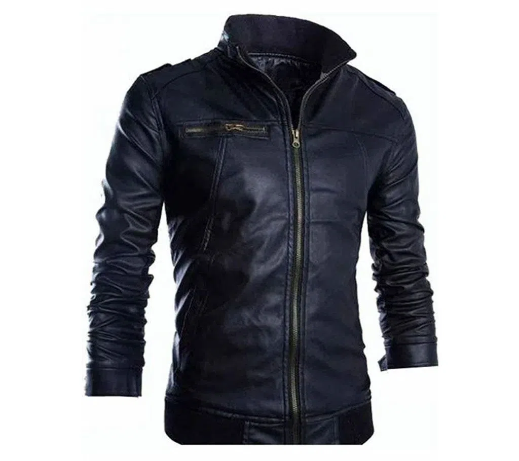 Navy Blue Leather Jacket for men 