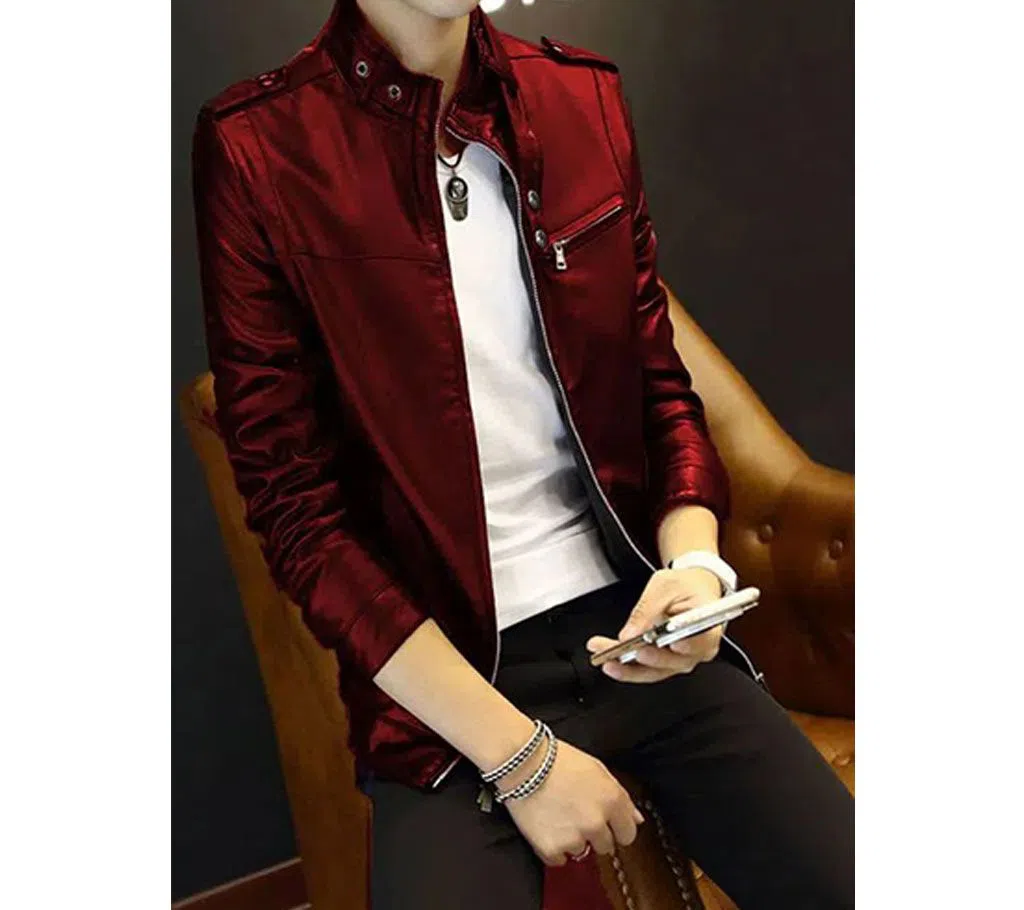 Red Color  Leather Jacket for men 