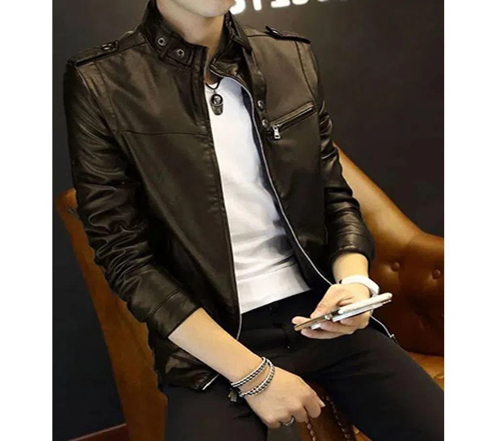 Black Color Leather Jacket for men 