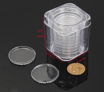 Round Clear Coin Capsules Seal Storage Case