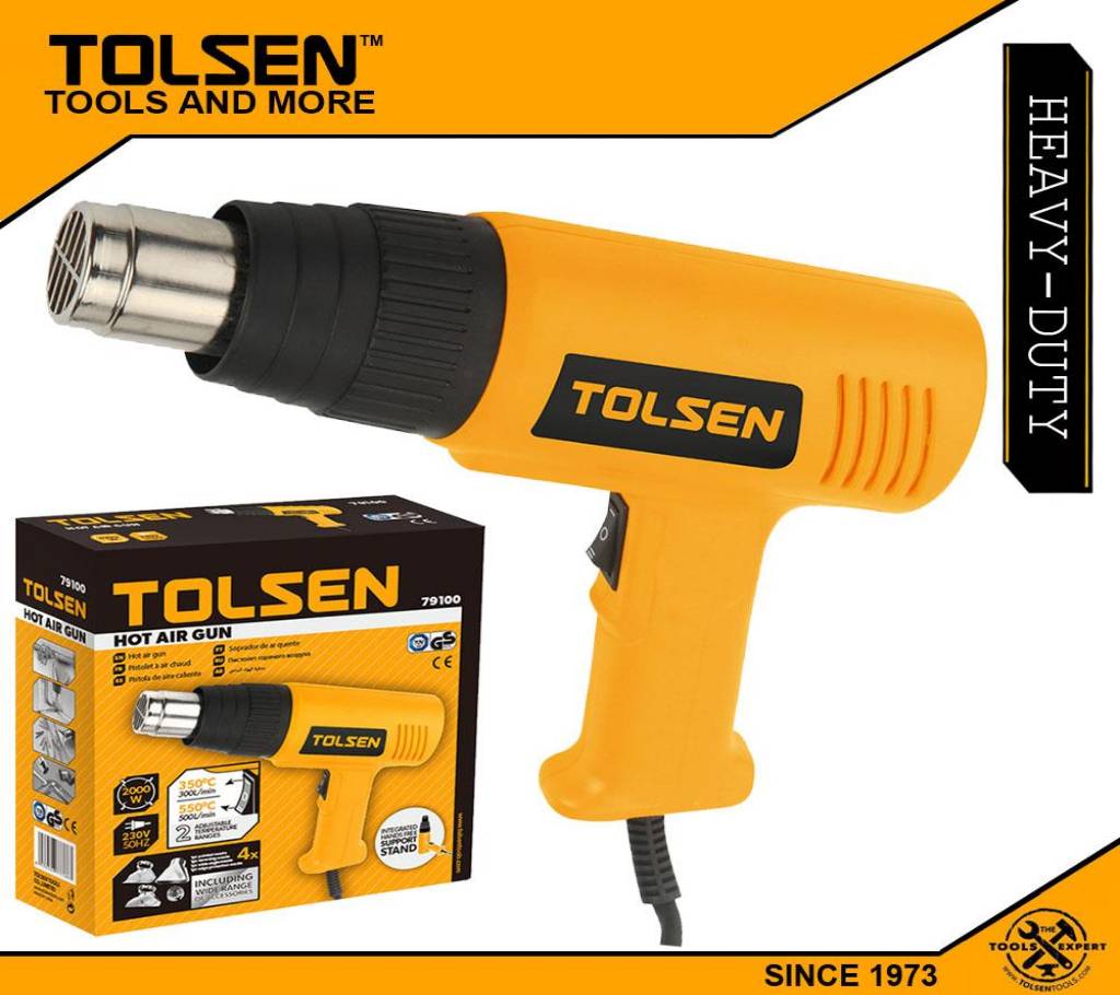 TOLSEN Hot এয়ার হিট গান ড্রায়ার w/ 4 Free Nozzle (2000W) Adjustable Heat Two Level 79100 বাংলাদেশ - 1023285