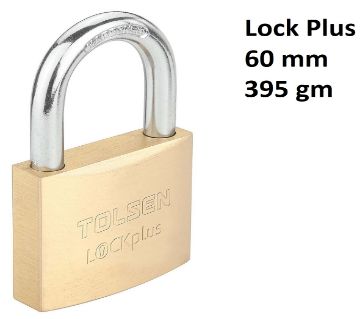 TOLSEN Industrial Grade Brass Padlock Rust Proof w/ 3 Keys (60mm 395g) Lock Plus 55116
