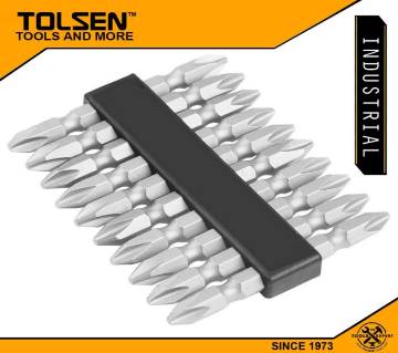 TOLSEN 10pcs Industrial Double End Screwdriver Bits Set (PH2/PH2x65mm) with Magnet 20360