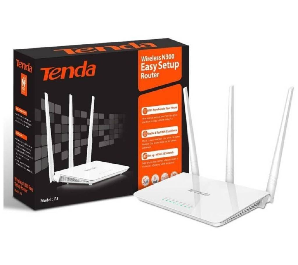 Tenda F3 ওয়ারলেস রাউটার 300Mbps - White বাংলাদেশ - 998158