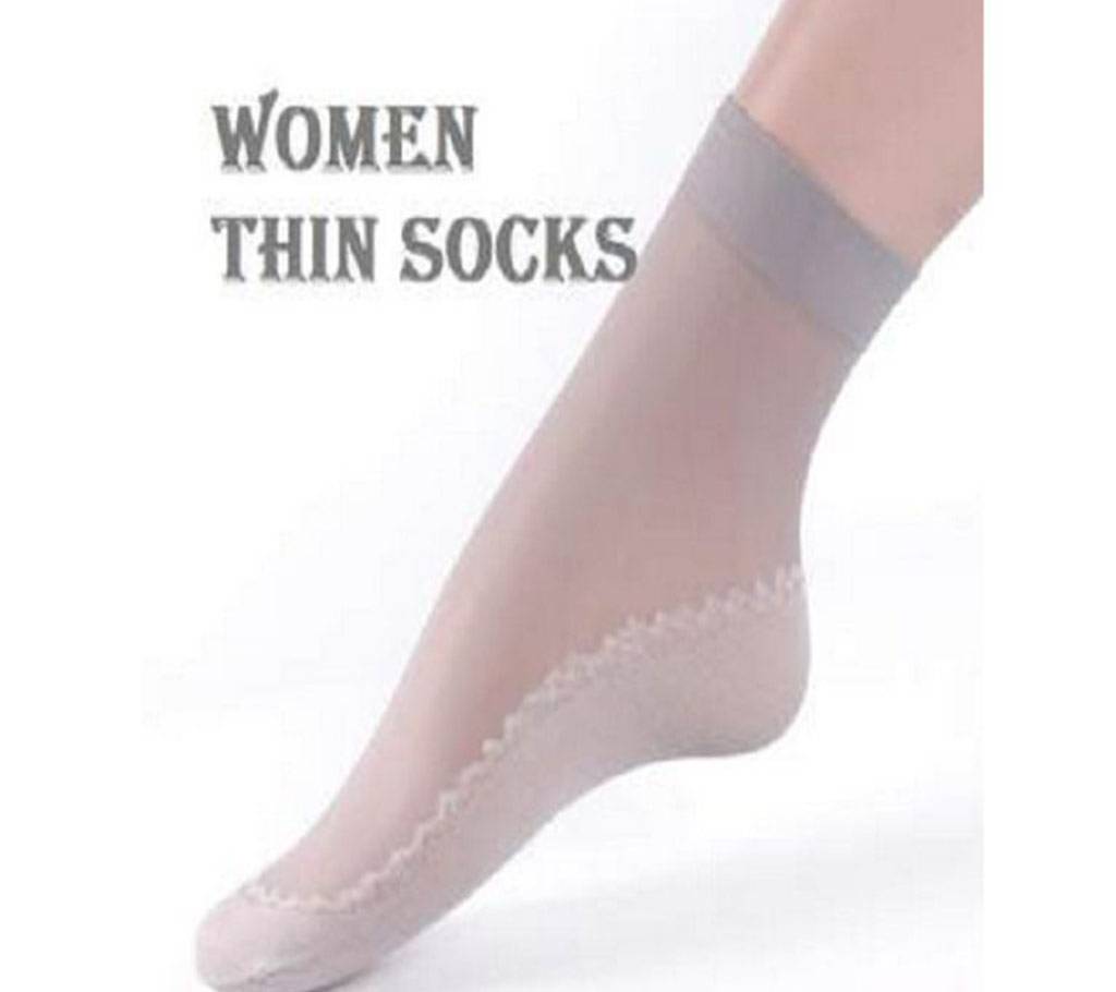 লেডিজ থিন সকস (১ জোড়া) Spring and summer thin type cotton short stockings anti-slip wear-resistant anti-hook solid color female Short Socks Women's socks Thin Cryst বাংলাদেশ - 1089502