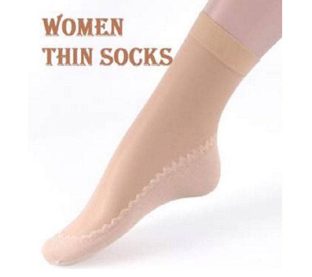 লেডিজ থিন সকস (১ জোড়া) - Spring and summer thin section cotton short stockings anti-hook anti-slip female Short Socks Women's socks Thin Crystal Transparent wear-resis বাংলাদেশ - 1089537