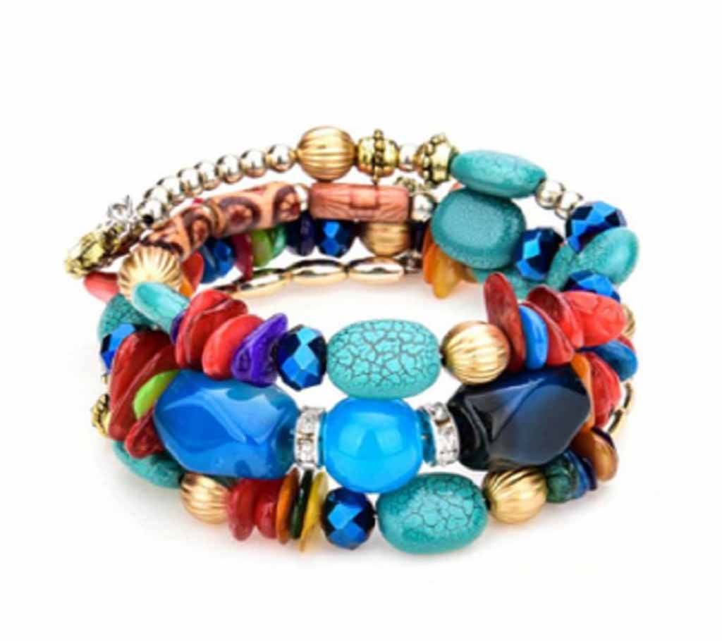 মাল্টি লেয়ার গার্লস স্টোন ব্রেসলেট (Natural Stone Beads Jewelry Multi Layer Charms Elastic Bracelets Bangles For Women Flower Pendant Bracelet Joyeria) বাংলাদেশ - 1089540