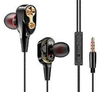QKZ Ck8 Wired Dual Moving Coil Heavy Bass Stereo In-Ear Earphone With Microphone Line Control
