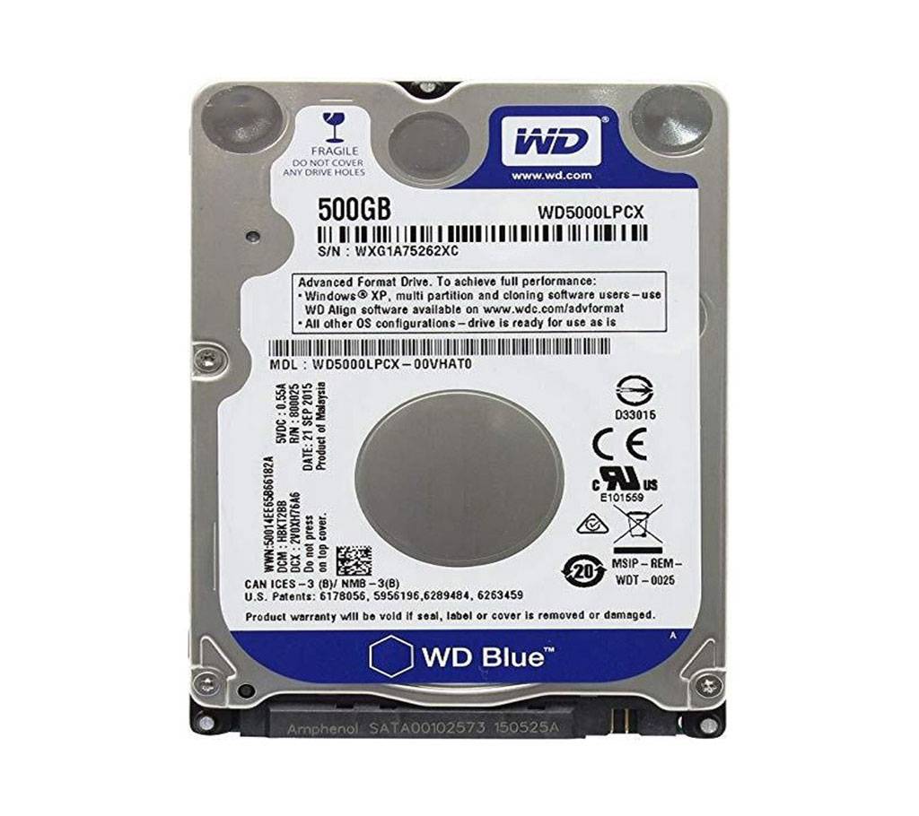 WD BLUE 500 GB ল্যাপটপ ইন্টার্নাল হার্ড ডিক্স ড্রাইভ (WD5000LPCX) বাংলাদেশ - 1021261