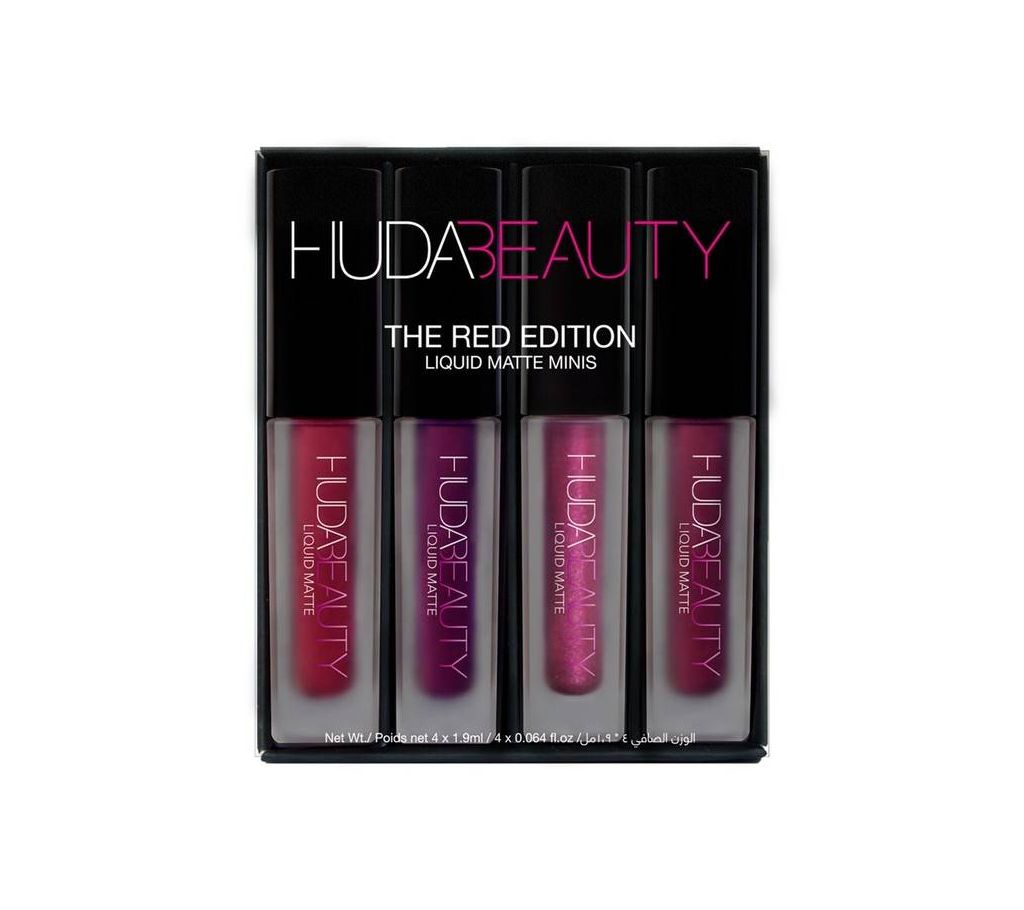 Huda beauty ম্যাট লিকুইড লিপিস্টিক মিনি সেট - Red Edition 300gChina বাংলাদেশ - 1022144
