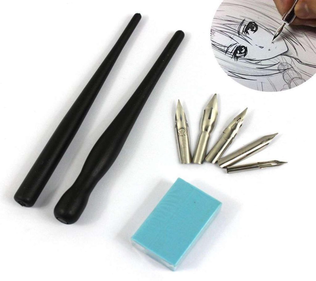 Dip Pen Set Manga Comics Art G pen set- 5 nibs 2 Body handle Anime Art Tools কার্টুন আর্ট পিঙ্ক পেন বাংলাদেশ - 1084008