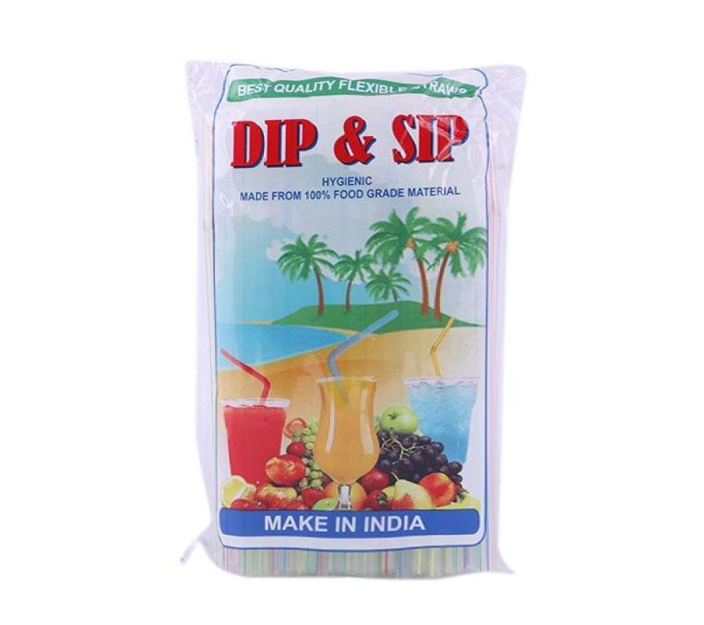 Dip and Sip প্লাস্টিক স্ট্র - 100pcs (Multicolor) বাংলাদেশ - 1085315