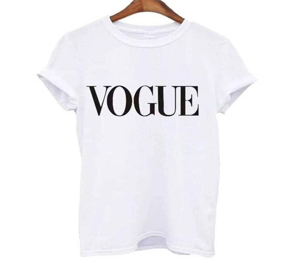 Vogue হাফ স্লিভ কটন টি শার্ট ফর উইমেন - সাদা (কপি) বাংলাদেশ - 1096859