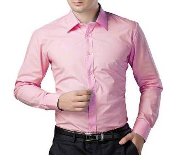 Pink Cotton Formal Shirt for Men