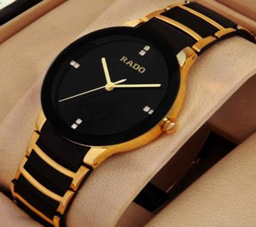 Stainless Steel Quartz Wrist Watch-Men - Black & Golden