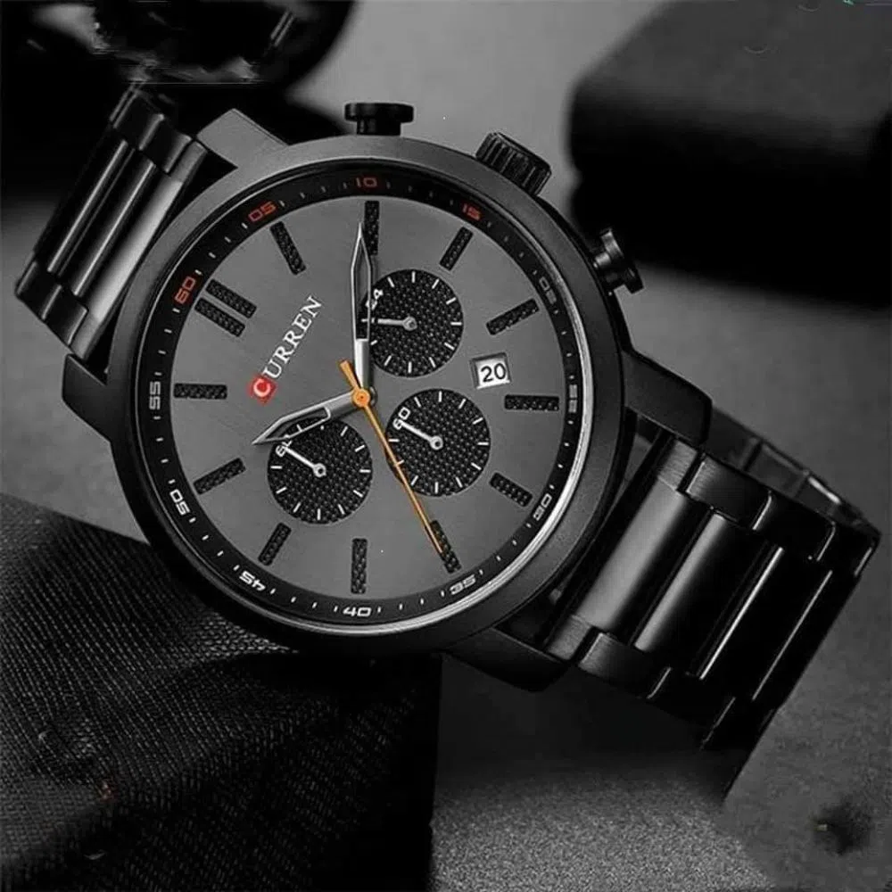 Curren 8315 Quartz Chronograph Sports Watch - Black