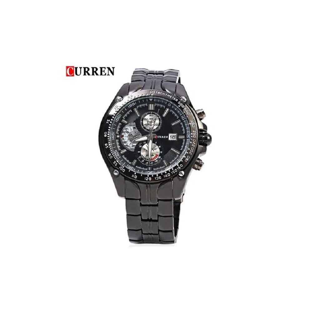 CURREN 8083 Black Stainless Steel Chronograph Watch For Men
