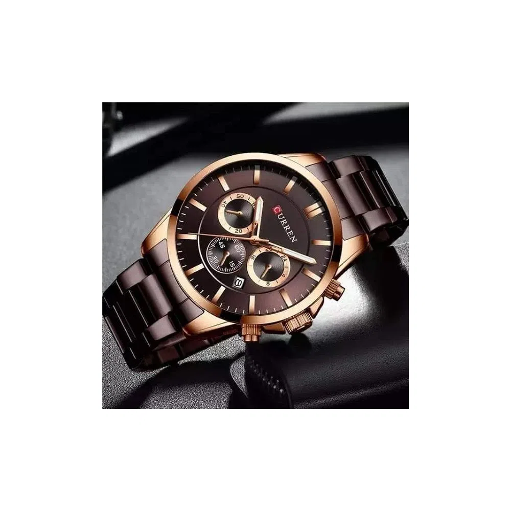 CURREN 8358 Mens Three-eye Six-pin Watch Waterproof Calendar Business Quartz Wristwatch