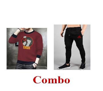 Red color Thor Sweatshirt for Men+Black Color Adidas  মেনস ট্রাউজার -Copy