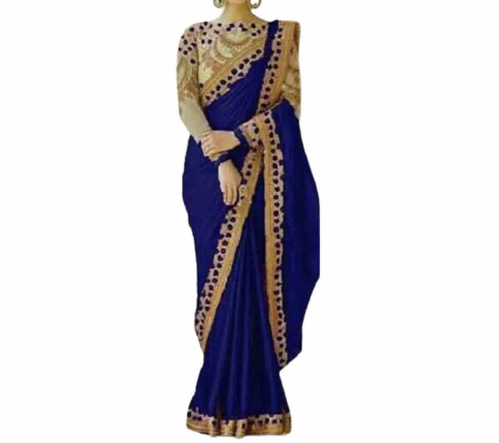 Weightless Georgette Party Saree With Blouse Piece-blue 