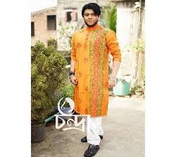Semi long Orange Colour panjabi for Men