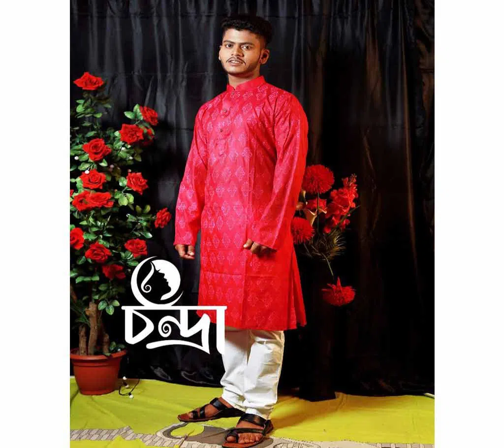 Semi long Rose Colour panjabi for Men