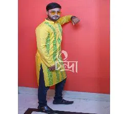 Semi long Yellow Colour panjabi for Men