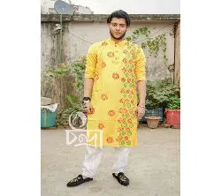 Semi long Yellow Colour panjabi for Men