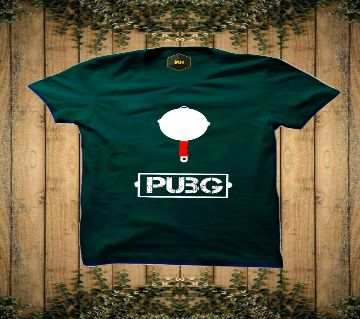 PUBG Design Rubber Print Half-Sleeve T-shirt For Men(Green)