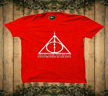 Design Rubber Print Half-Sleeve T-shirt For Men(Red)