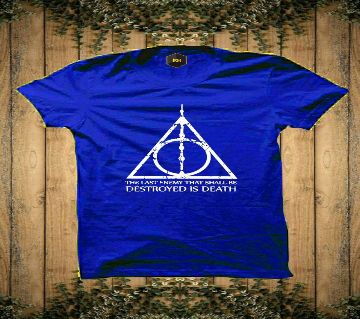  Design Rubber Print Half-Sleeve T-shirt For Men(Blue)
