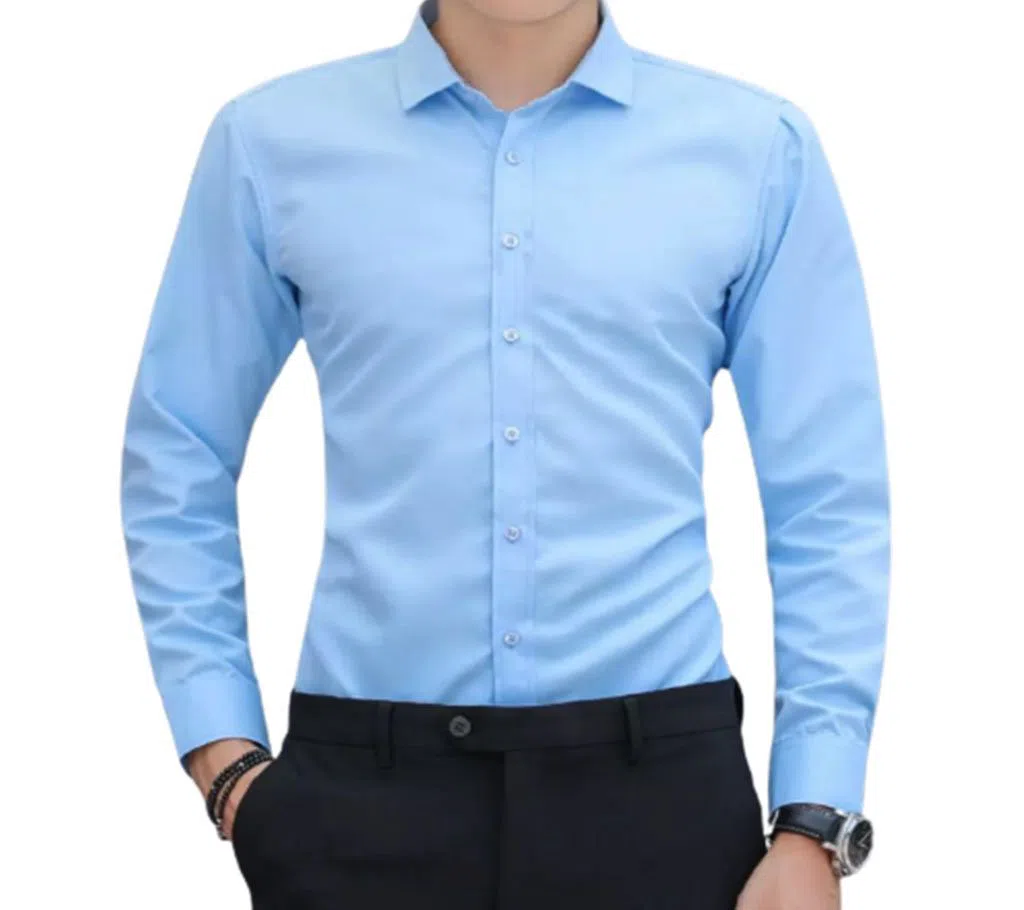Full Sleeve Sky Colour Shirt For Man