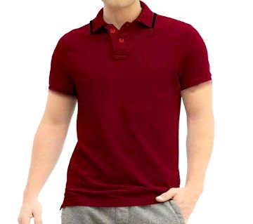Maroon Cotton Polo t-Shirt For-Men-Red 