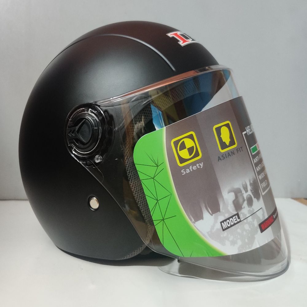 IBK Half Face Classic Helmet for Men and Women- BLACK