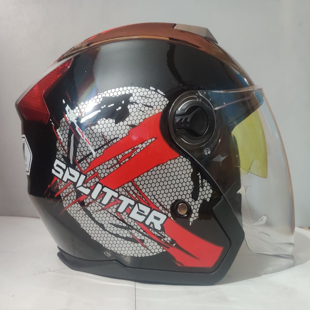 STM 603 Splitter Double Visor Half Face Bike Helmet - Red