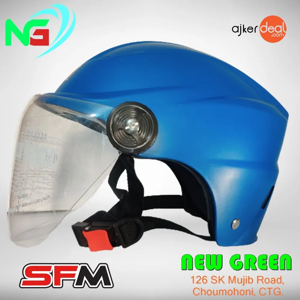 SFM Half-Helmet Open Face Helmets With Glass- BLUE
