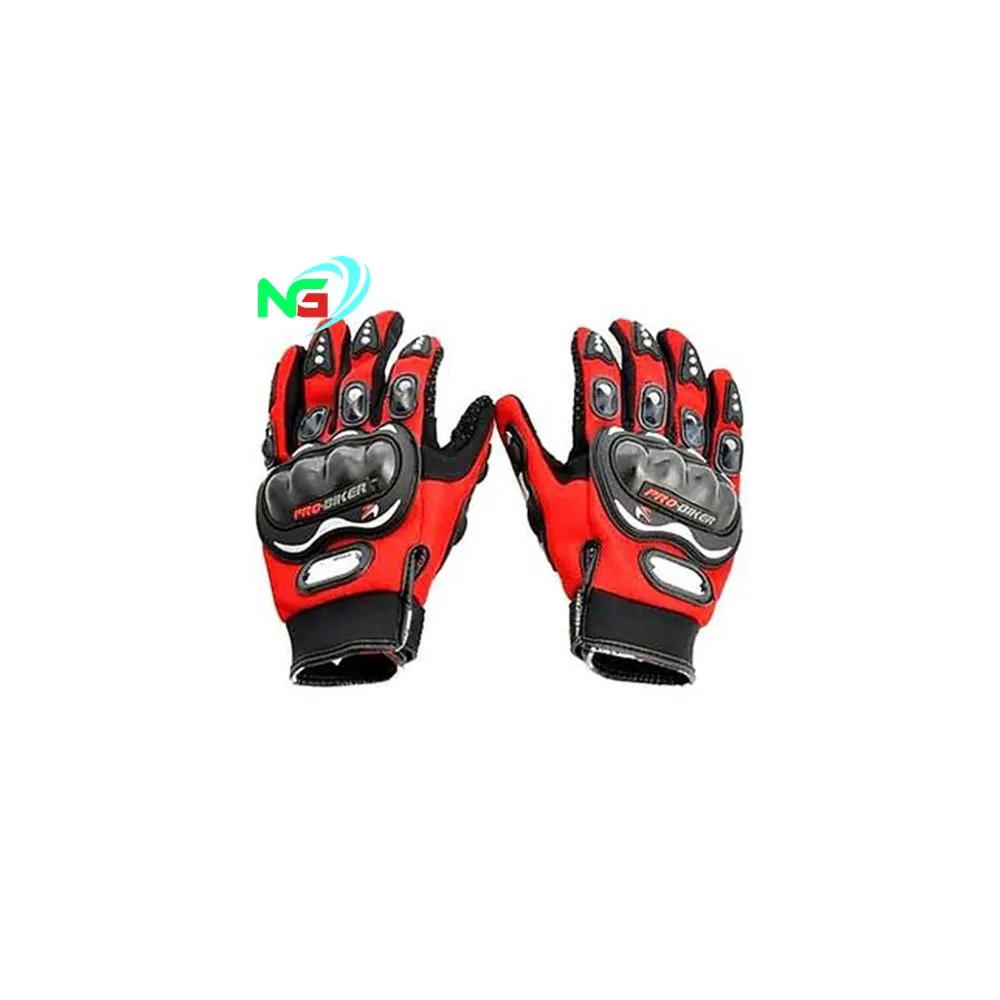Pro-Biker Motorcycle Bike Racing Riding Full Gloves RED