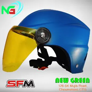 SFM Half-Helmet Open Face Helmets With Yellow Glass- Blue Helmet