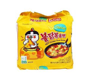 Samyang Fire Hot Cheese Flavored Chicken Ramen Noodles Pack of 5, Korean Noodles
