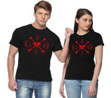 Love Arrow Black Couple T-Shirt