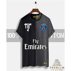 Emirates Mens Half-sleeve Cotton T-shirt - Black & Ash