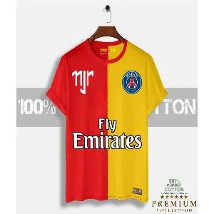 Emirates Mens Half-sleeve Cotton T-shirt - Red & Yellow