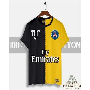 Emirates Mens Half-sleeve Cotton T-shirt - Black & Yellow