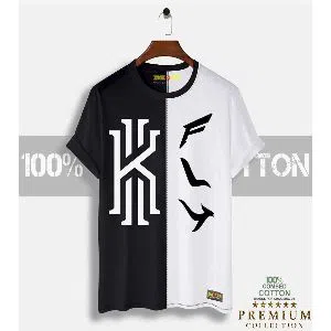 Fly Mens Half-sleeve Cotton T-shirt - Black & White  